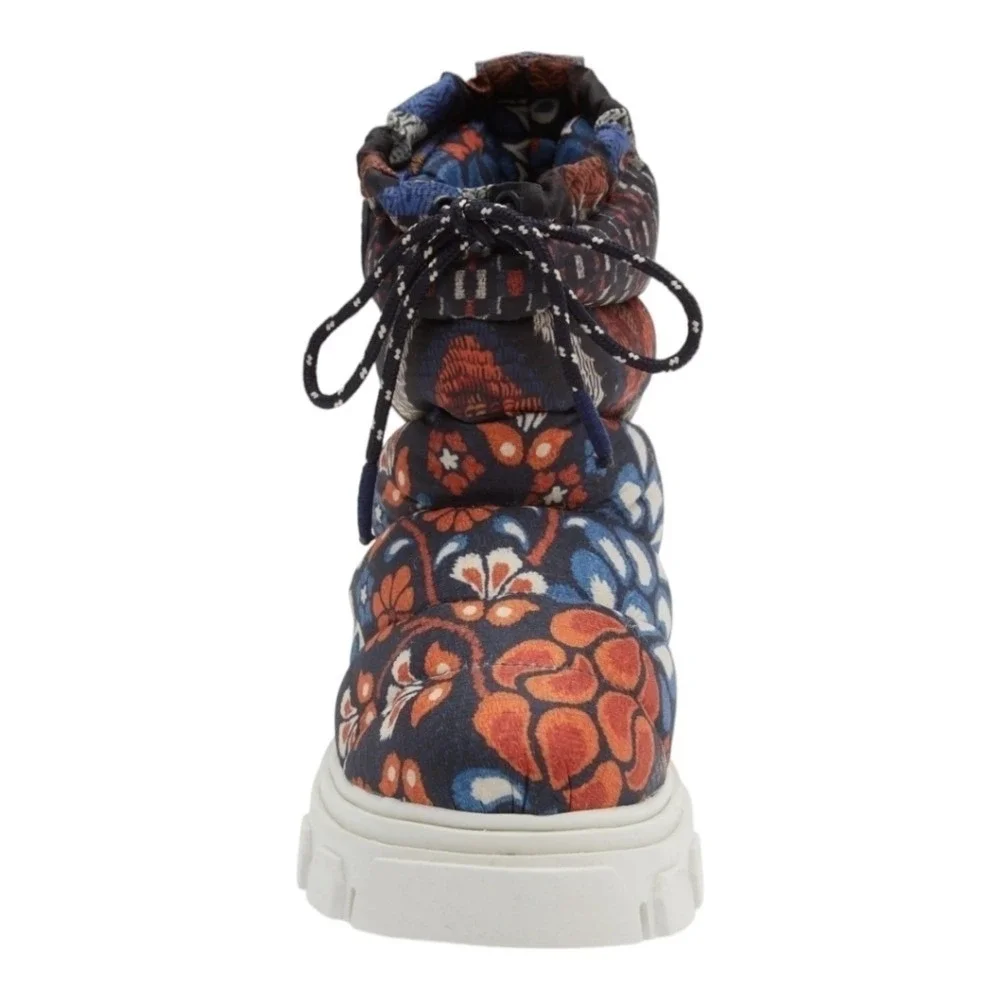 FARM RIO Lug Sole Puffer Bootie Pineapple Flower Women 6.5 Chunky Floral Quilted